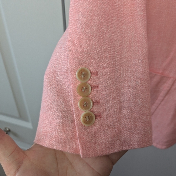 TALBOTS Women Blazer mix of Linen Cotton Pink salmon color size 8 - Picture 5 of 9